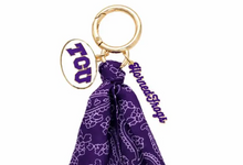 Load image into Gallery viewer, TCU Horned Frogs Bandana and Charms Bag Keychain | Texas Game Day Purse Accessory | College Football Spirit Tailgate Gift
