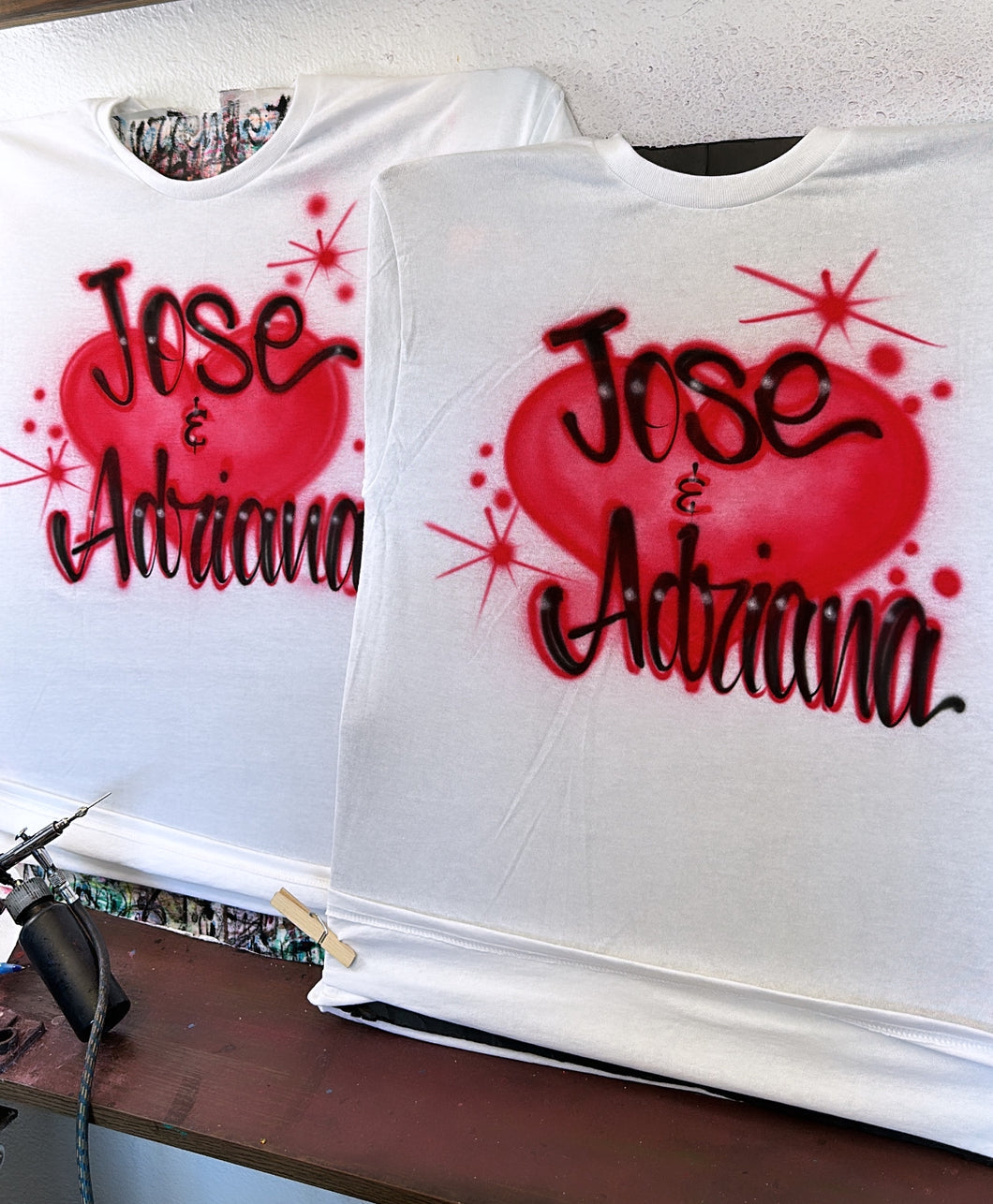 Custom Personalized Valentine’s Day Airbrush Name T-shirt