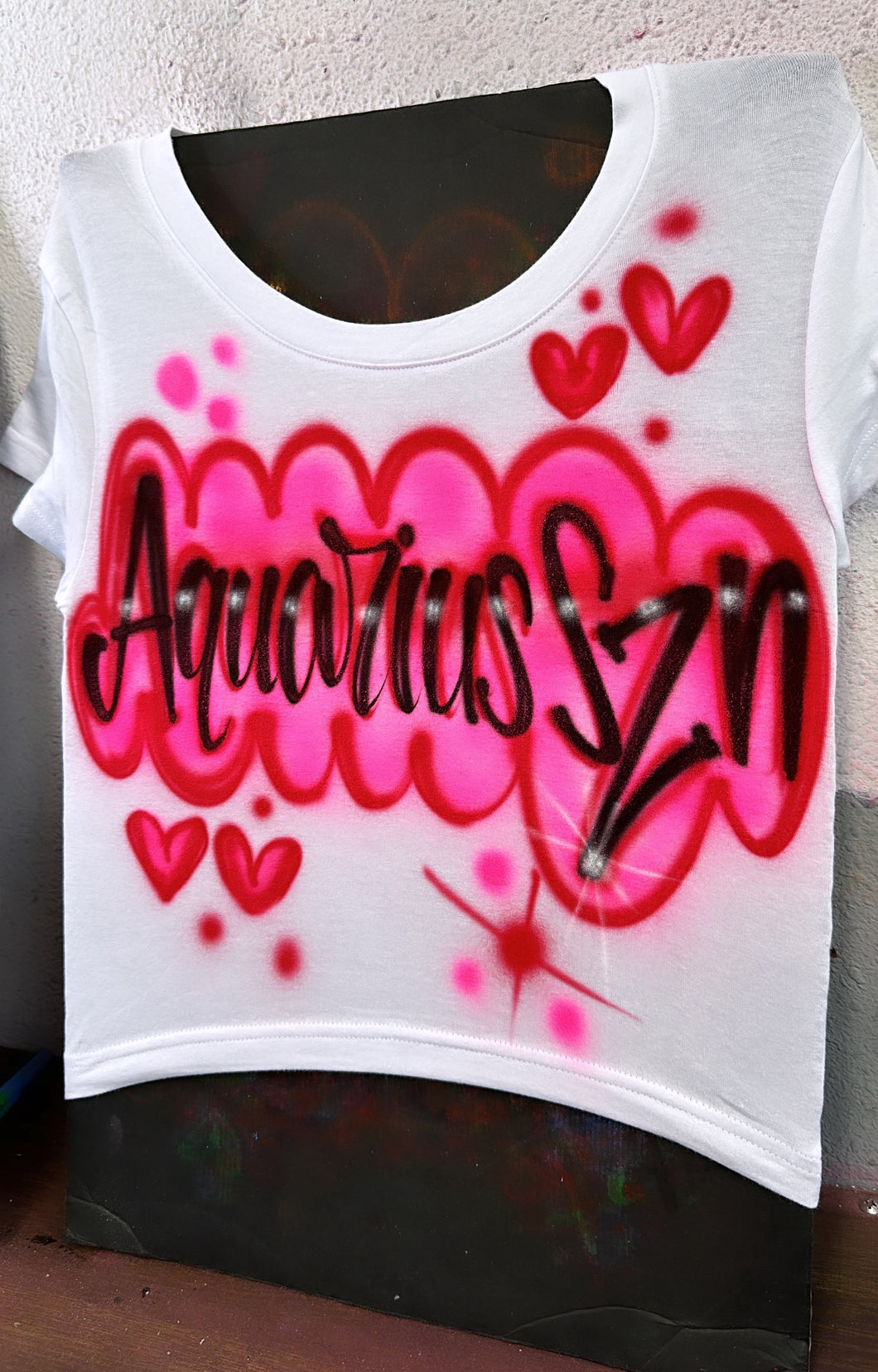 Custom Airbrush V-day  Crop Tee/ Personalized Name crop Tee/ Gift Idea