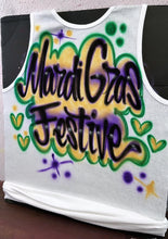 Load image into Gallery viewer, Custom Airbrush Ribbed Tank Top Gift Idea Personalized Tank Mardi Gras outfit idea
