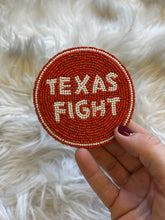 Load image into Gallery viewer, Texas Hook &#39;em Beaded Button in Burnt Orange and White
