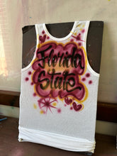 Load image into Gallery viewer, Maroon Custom Airbrush Ribbed Tank Top Game Day Personalized Outfit idea
