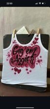 Load image into Gallery viewer, Maroon Custom Airbrush Ribbed Tank Top Game Day Personalized Outfit idea
