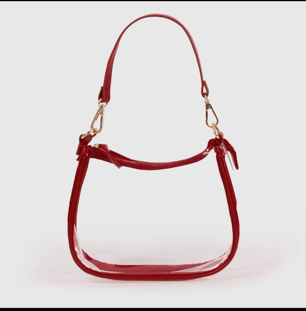 Game Day The Clara Clear Purse in Maroon