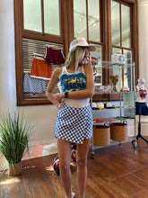 Load image into Gallery viewer, Game Day Checkered Overlay Wrap Front Mini Skort in COBALT BLUE
