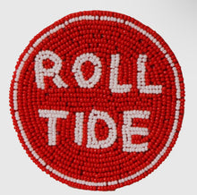 Load image into Gallery viewer, Alabama Beaded Button in Crimson and White – Game Day Stadium Pin

