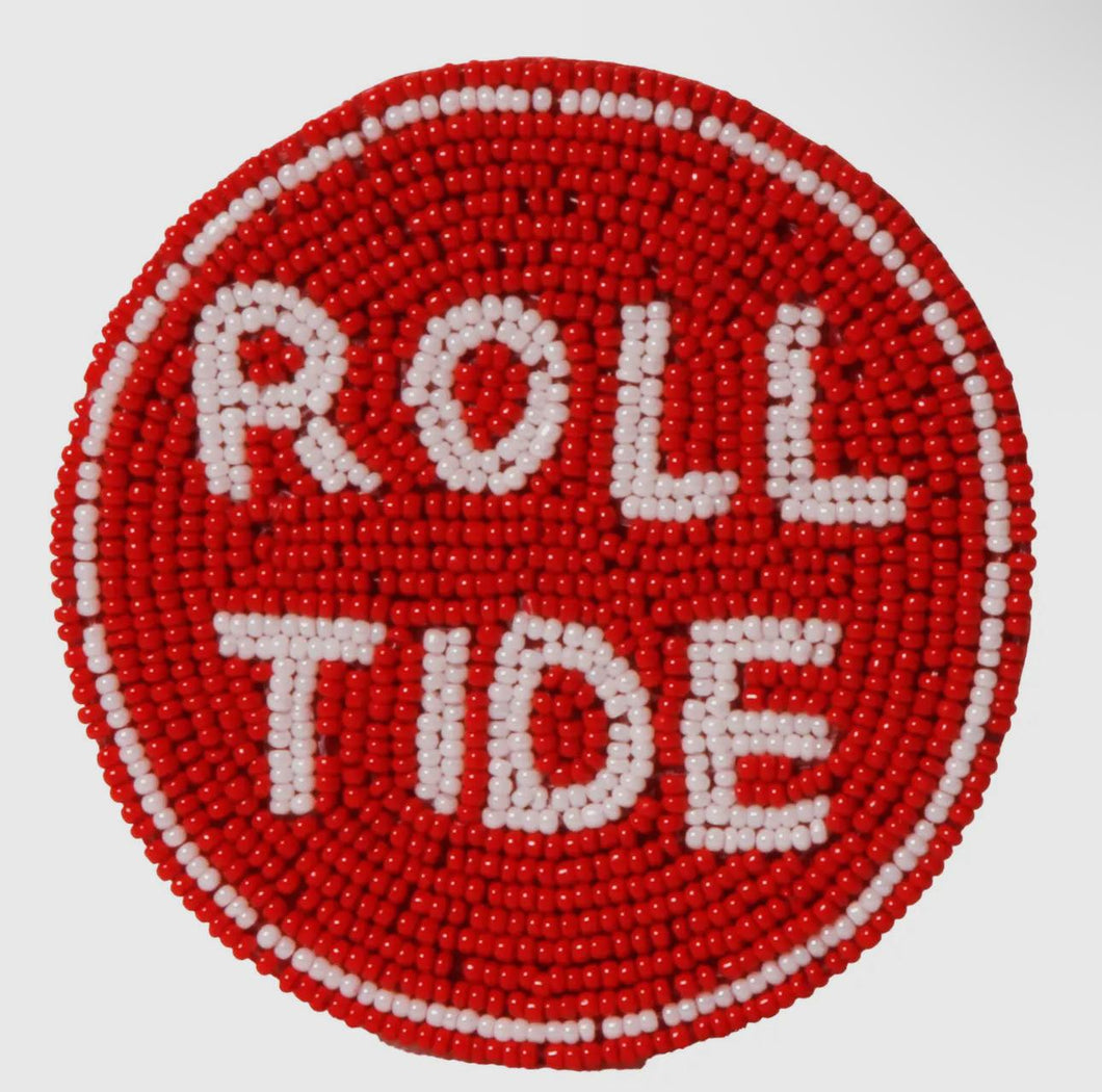 Alabama Beaded Button in Crimson and White – Game Day Stadium Pin