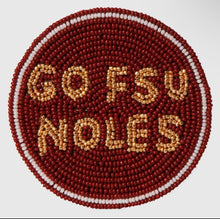 Load image into Gallery viewer, Florida State FSU Go Noles Beaded Button in Garnet and Gold – Game Day Stadium Pin
