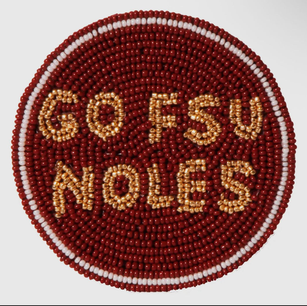 Florida State FSU Go Noles Beaded Button in Garnet and Gold – Game Day Stadium Pin
