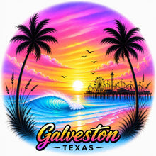 Load image into Gallery viewer, Fleece Crewneck Sweatshirt - Galveston Purple and Pink Sunset Airbrush-Style
