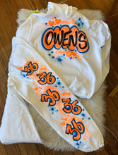 Load image into Gallery viewer, Orange Custom Airbrush Game Day 2 Piece Sweatsuit
