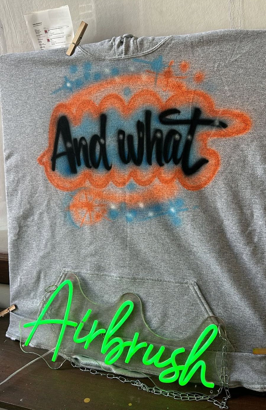 Custom Airbrush Game Day Hoodie | Customizable Gray Hoodie | Personalized Game Day Hoodie Orange