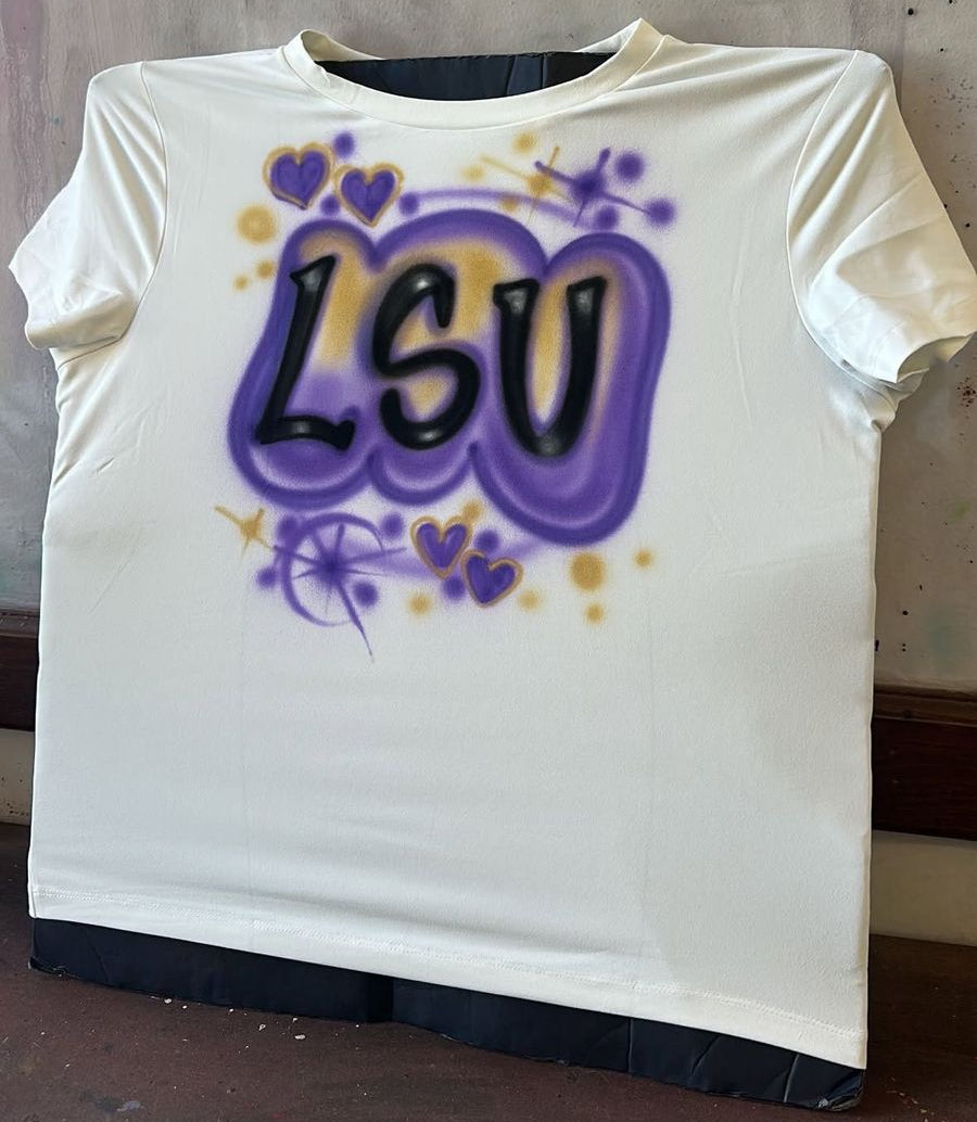 Custom Airbrush Game Day Crop Top 🏈 – Personalized Team Crop Tee Green Purple Gold