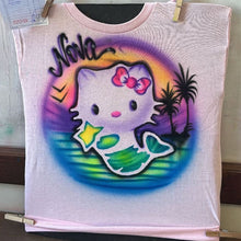 Load image into Gallery viewer, Hello Kitty Mermaid Custom  Personalized Airbrush Name Brach Vacation T-shirt
