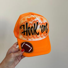 Load image into Gallery viewer, Custom Airbrush Game Day Trucker Hat with Football Patch
