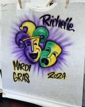 Load image into Gallery viewer, Mardi Gras Custom Personalized Airbrush Name T-Shirt
