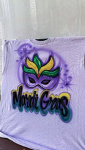 Load image into Gallery viewer, Mardi Gras Personalized Airbrush Name Purple T-Shirt
