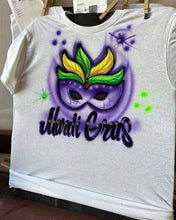 Load image into Gallery viewer, Mardi Gras Custom Personalized Airbrush Name T-Shirt
