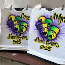 Load image into Gallery viewer, Mardi Gras Custom Personalized Airbrush Name T-Shirt

