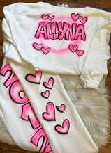 Load image into Gallery viewer, Custom Airbrush Kids Set | Personalized Name Hoodie &amp; Sweatpants | Retro 90s Style
