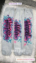 Load image into Gallery viewer, Custom Airbrush Kids Sweatpants | Personalized Name Outfit | Youth Custom Airbrush Clothing | Birthday Gift for Kids
