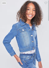 Load image into Gallery viewer, Custom Airbrush Kids Denim Jacket | Personalized Name Jean Jacket for Kids | Children Birthday Outfit
