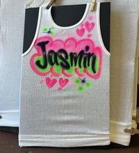 Load image into Gallery viewer, Custom Airbrush Kids White Ribbed Tank Top
