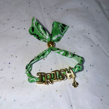 Load image into Gallery viewer, Custom Bandana Slider Bracelet with Gold Letters • College Game Day Spirit Jewelry
