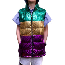 Load image into Gallery viewer, Mardi Gras Color Block Puffer Vest
