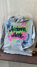 Load image into Gallery viewer, Custom Airbrush Game Day Hoodie | Customizable Gray Hoodie | Personalized Game Day Hoodie Purple Green
