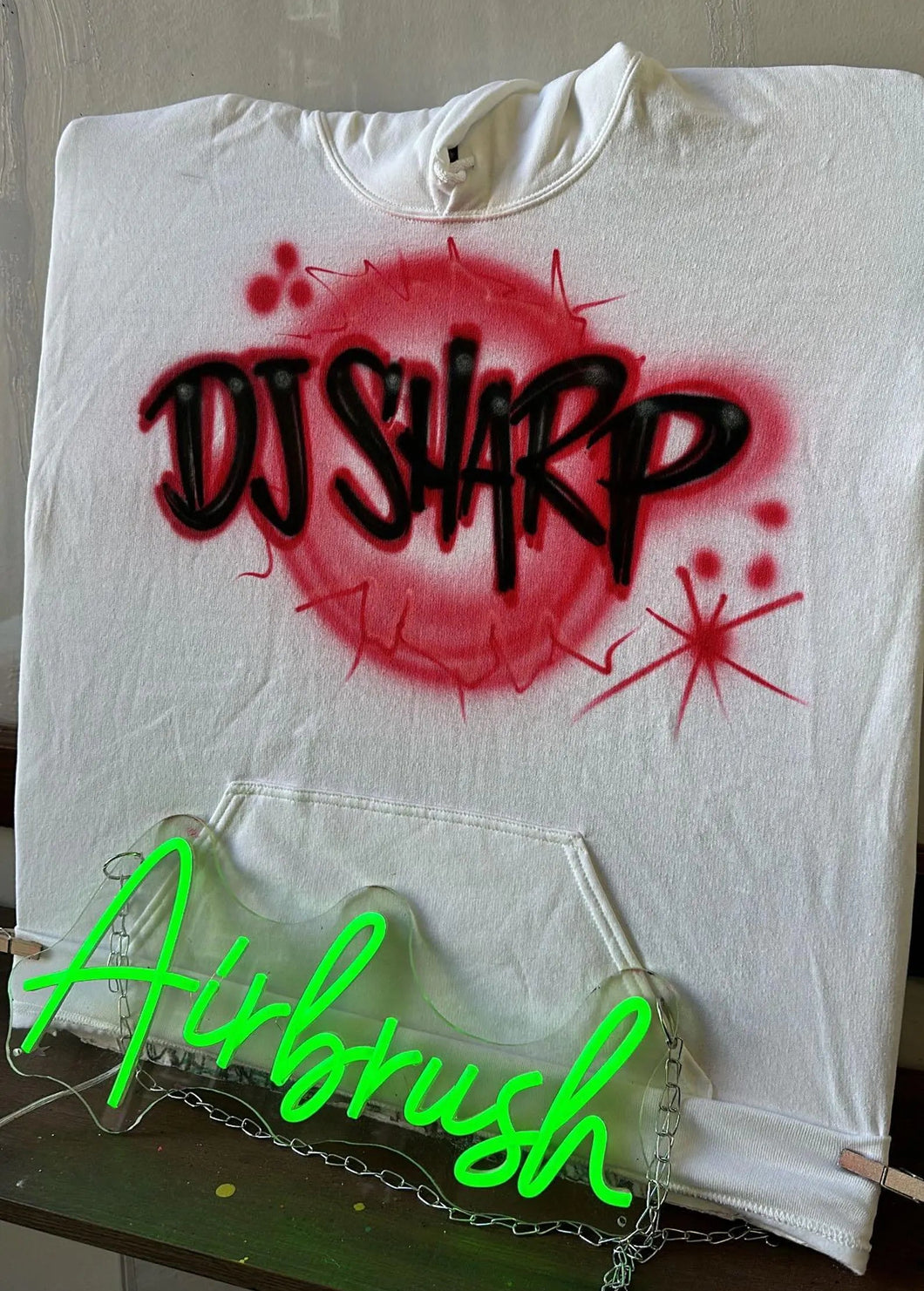 Custom Airbrush Game Day Hoodie | Customizable White Hoodie | Personalized Game Day Hoodie Red