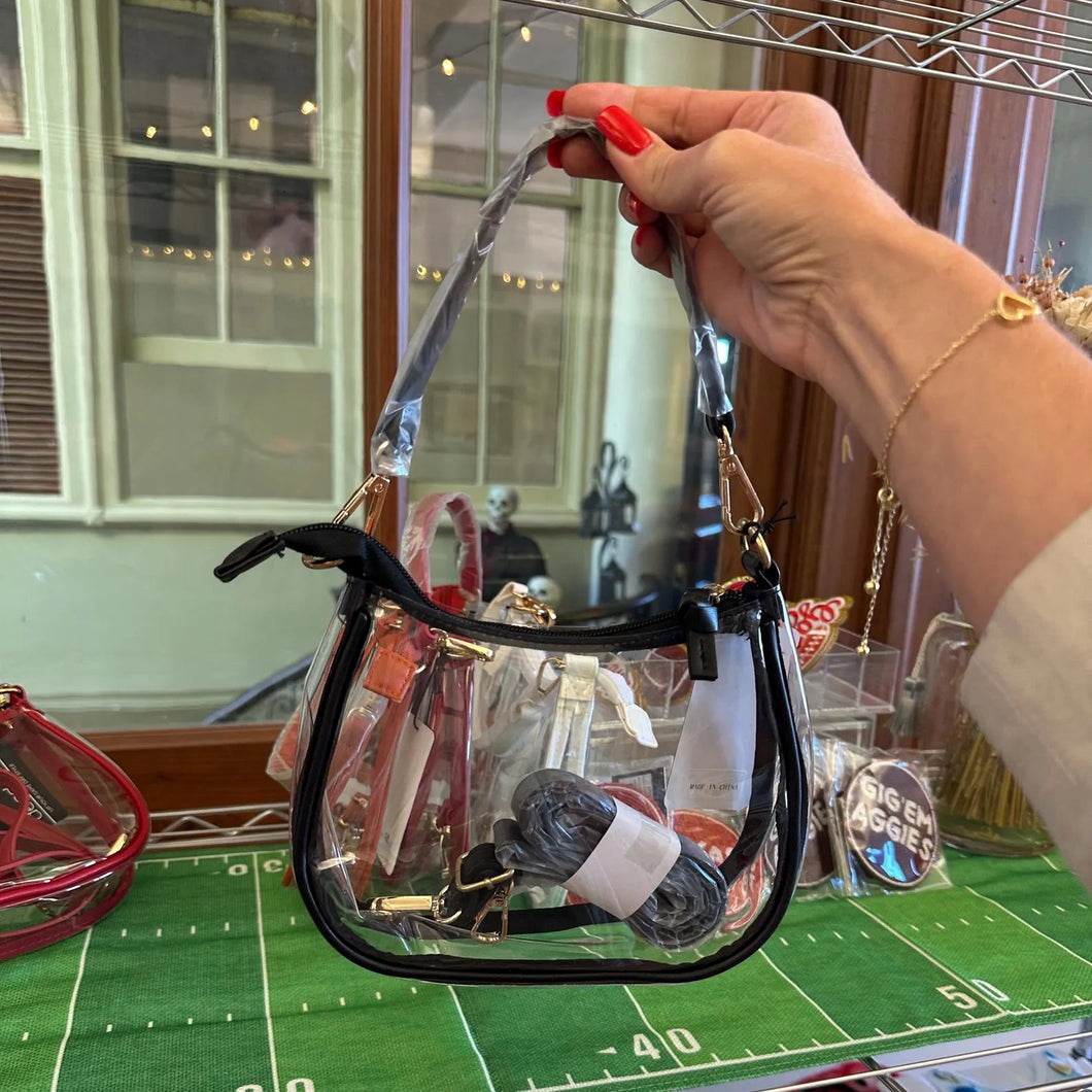 The Clara Game Day Clear Purse in Black