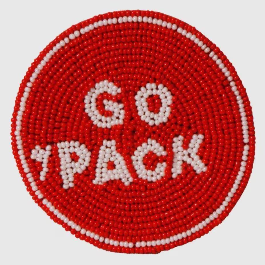 NC State Go Pack Beaded Button in Red and White – Game Day Stadium Pin