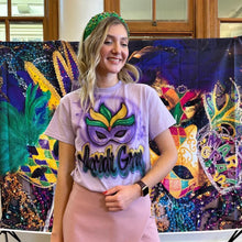 Load image into Gallery viewer, Mardi Gras Personalized Airbrush Name Purple T-Shirt
