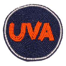 Load image into Gallery viewer, University of Virginia &quot;UVA&quot; Beaded Button in Navy and Orange - Game Day Pin
