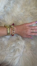 Load and play video in Gallery viewer, Custom Bandana Slider Bracelet with Gold Letters • College Game Day Spirit Jewelry
