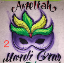 Load image into Gallery viewer, Mardi Gras Custom Personalized Airbrush Name T-Shirt
