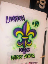 Load image into Gallery viewer, Mardi Gras Custom Personalized Airbrush Name T-Shirt

