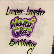 Load image into Gallery viewer, Mardi Gras Custom Personalized Airbrush Name T-Shirt

